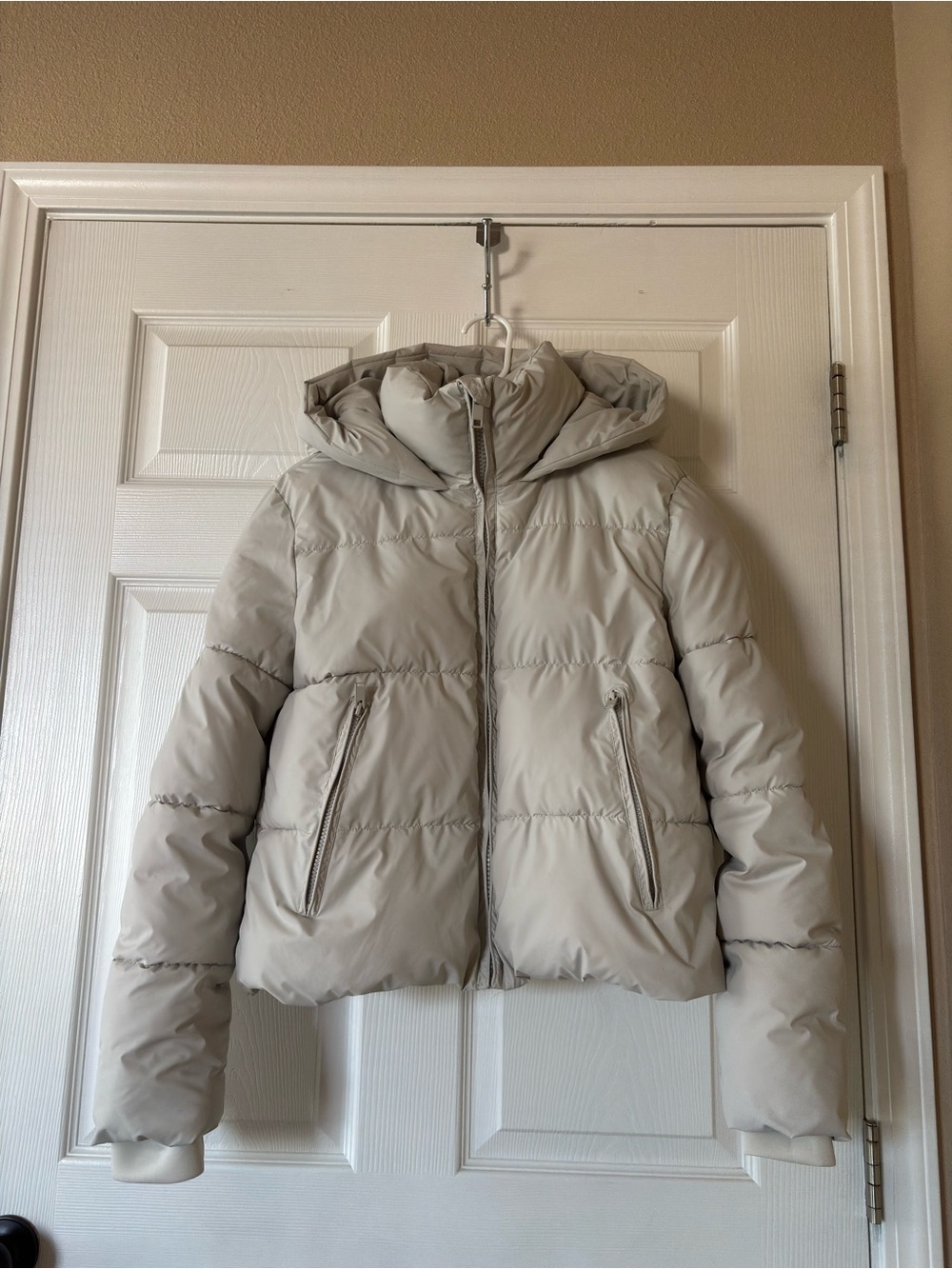 ZARA Cream Puffer Jacket with Hood